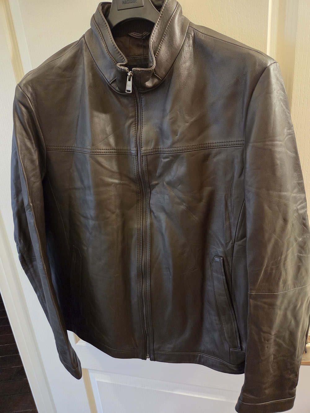 Hugo Boss Men's Black Leather Bomber Jacket